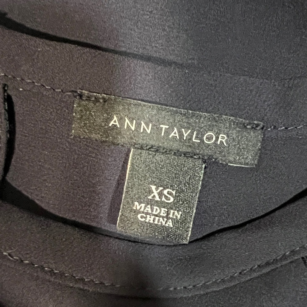 Ann Taylor Navy Lace Sleeve Blouse - Picture 8 of 9